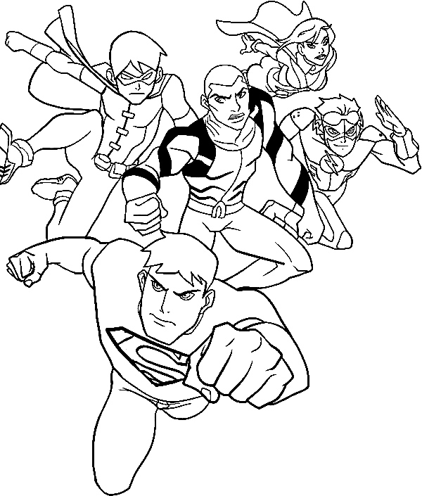 Giovane Justice League da colorare