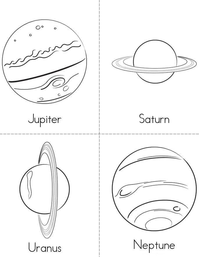 Giove, Saturno, Urano e Nettuno da colorare
