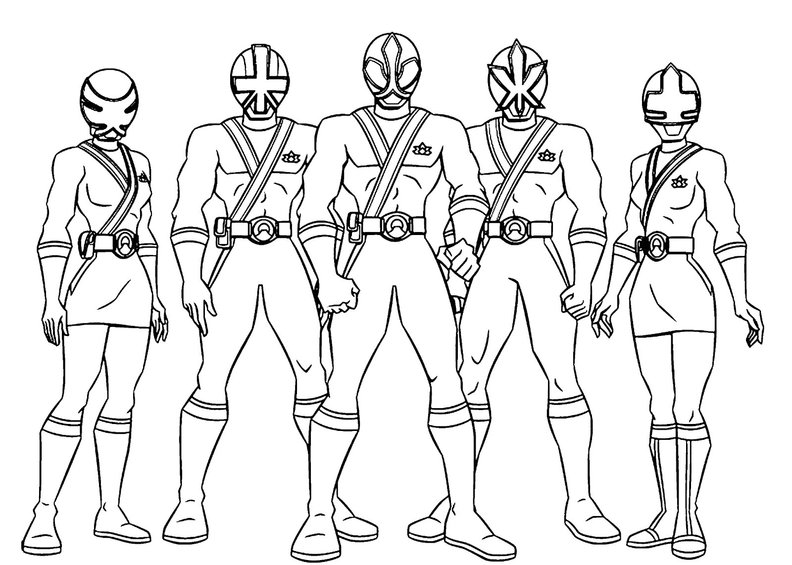 Gruppo di Power Rangers da colorare