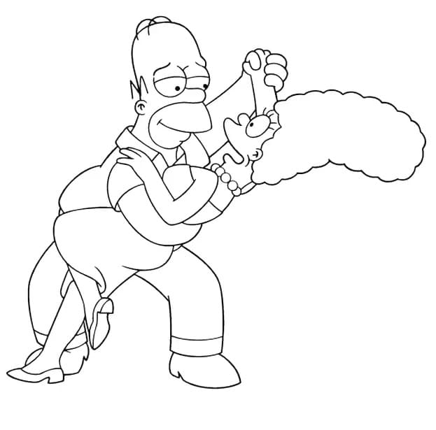 Homer e Marge da colorare
