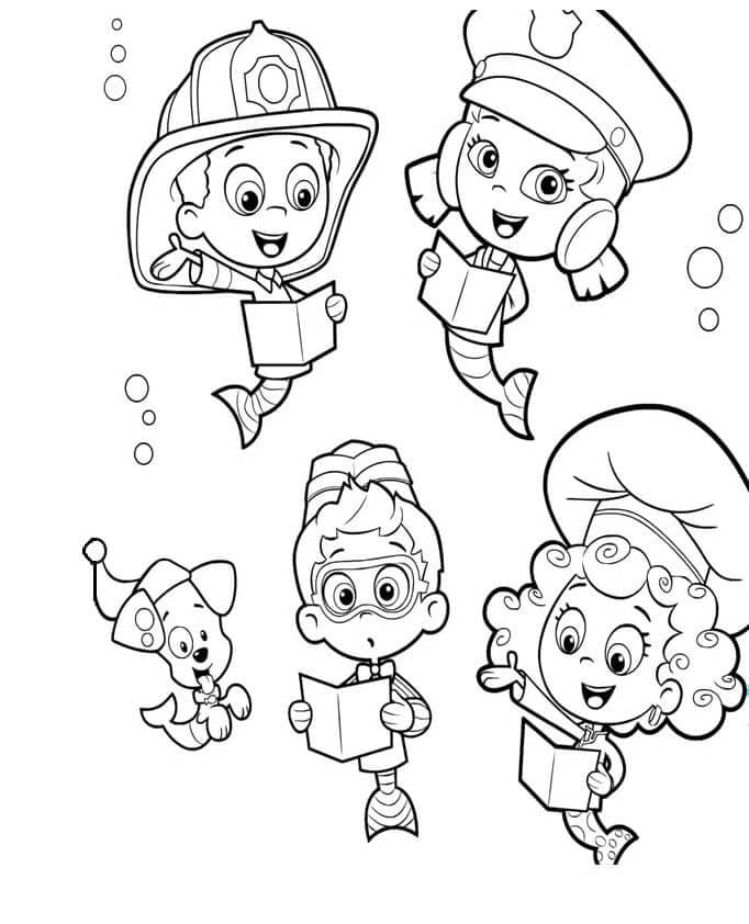 I Guppy imparano professioni diverse da colorare