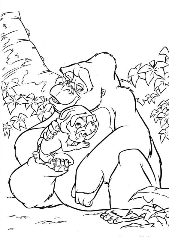 Il piccolo Tarzan e Kala da colorare