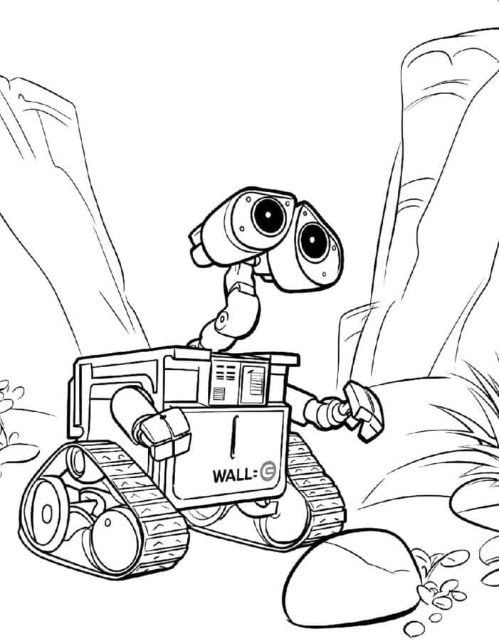 Il primo incontro tra Wall-E ed Eve da colorare