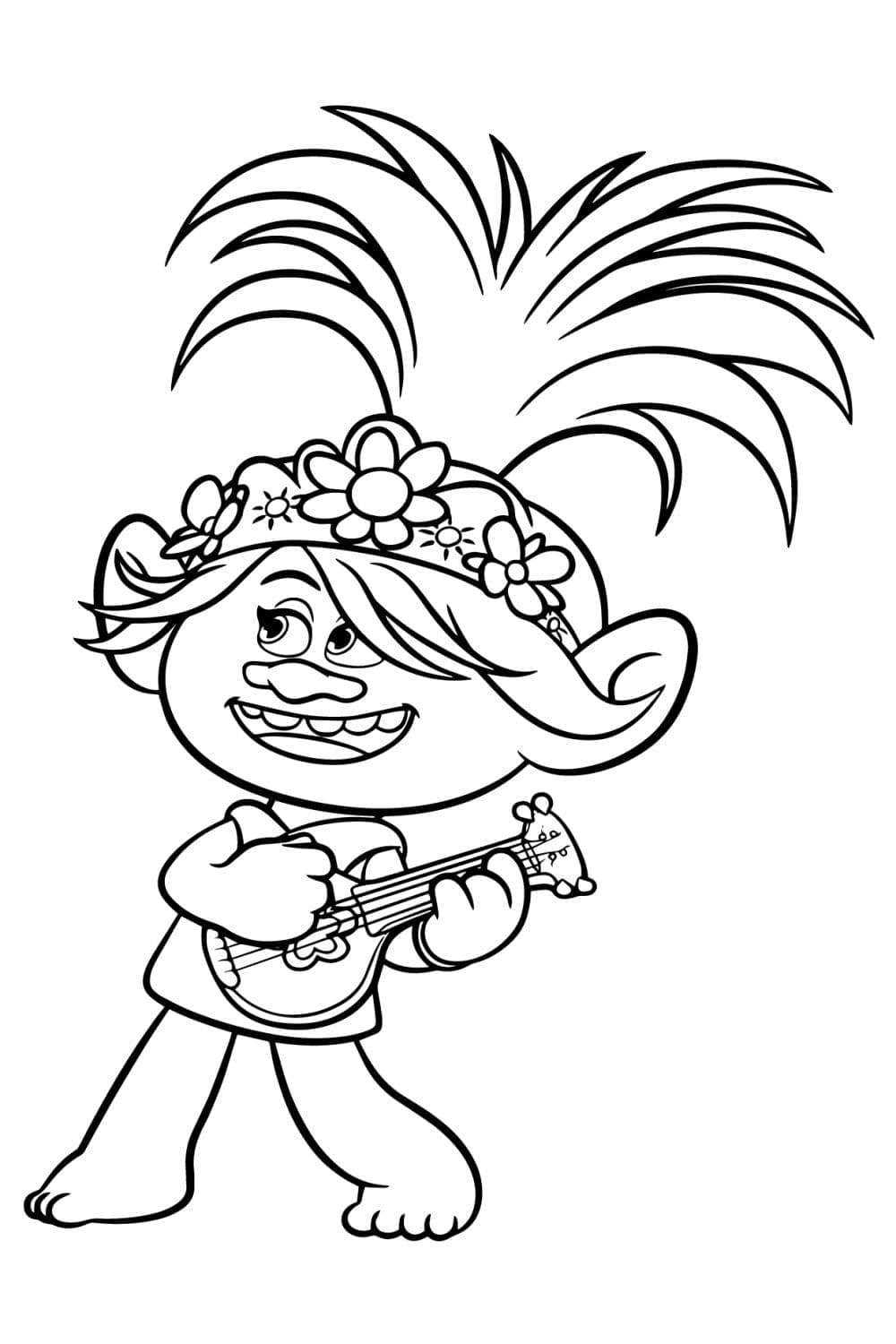 Il simpatico papavero da Trolls da colorare