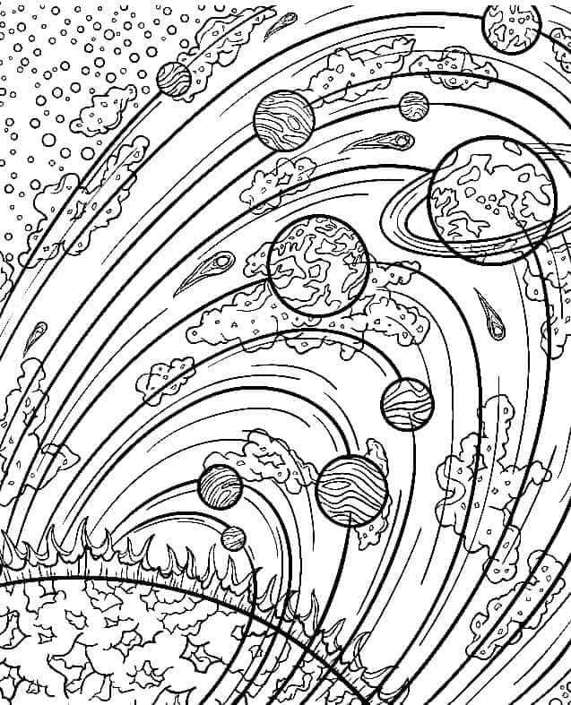 Il sistema solare è per adulti da colorare