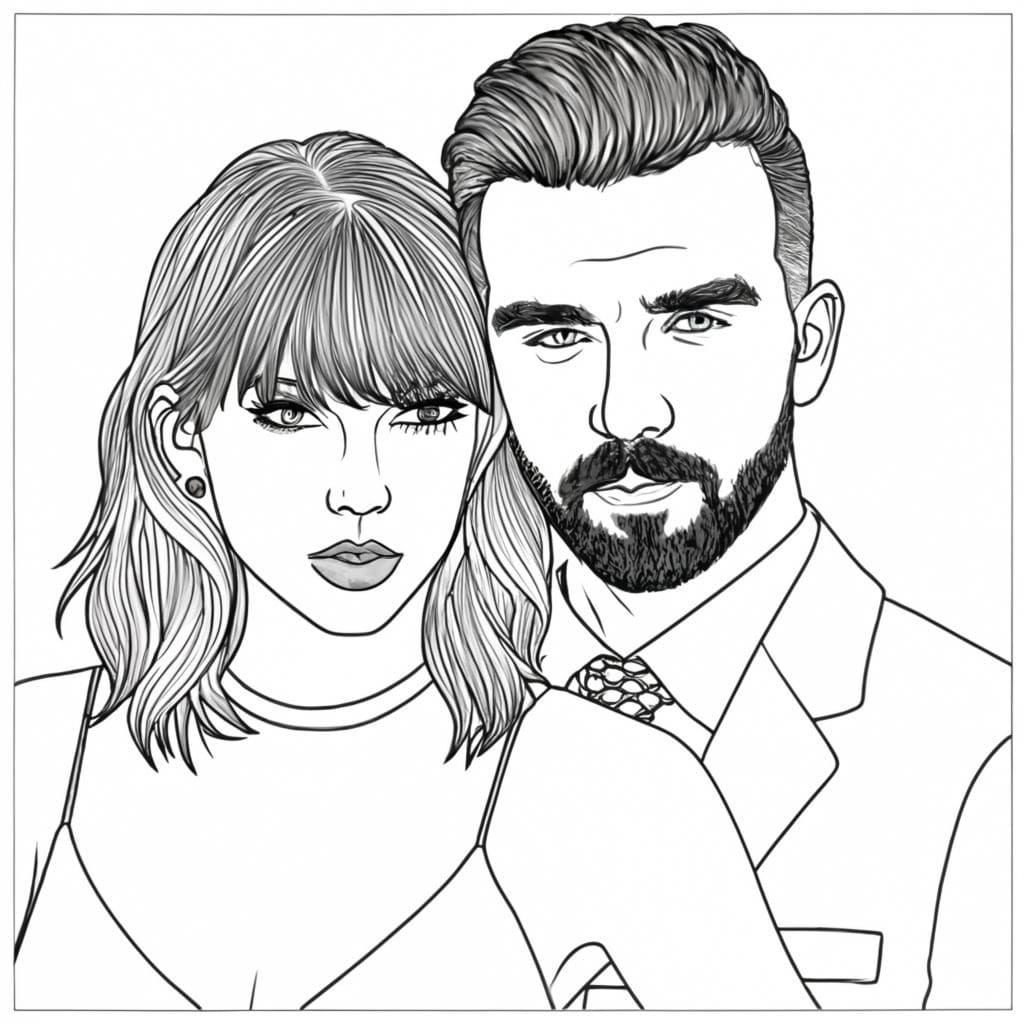 Immagine di Taylor Swift e Travis Kelce da colorare
