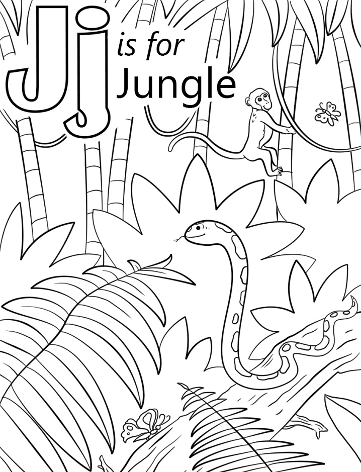 Jungle Letter J coloring page da colorare