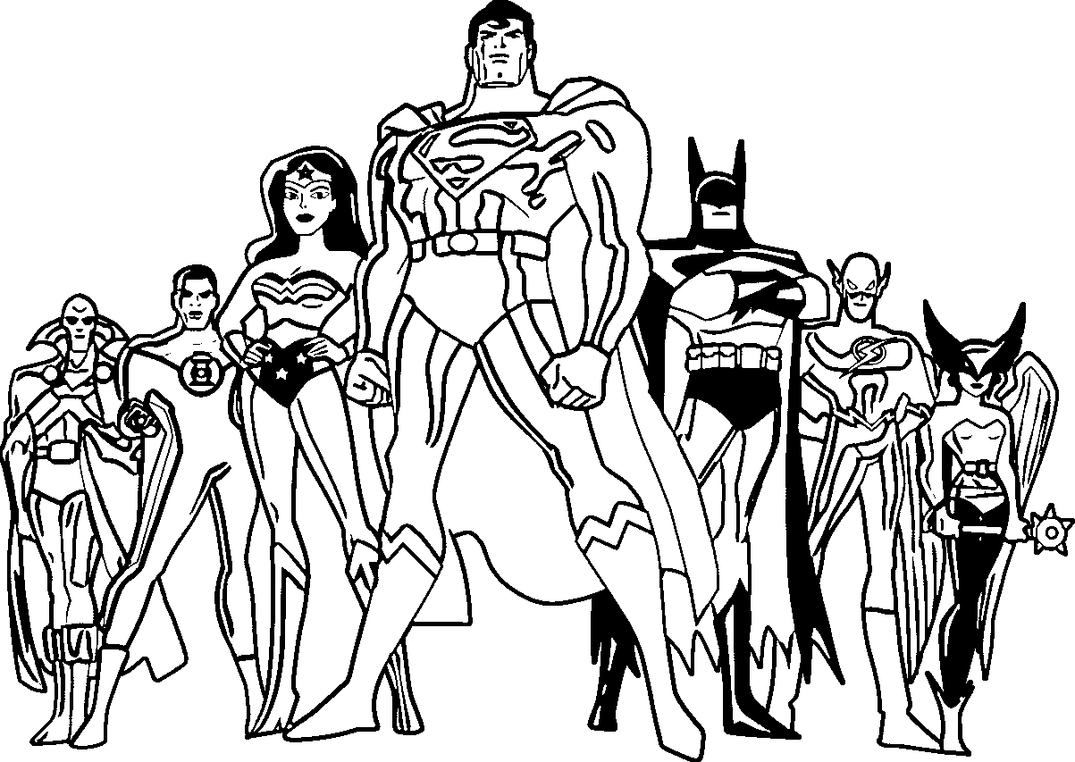 Justice League Per bambini gratis da colorare