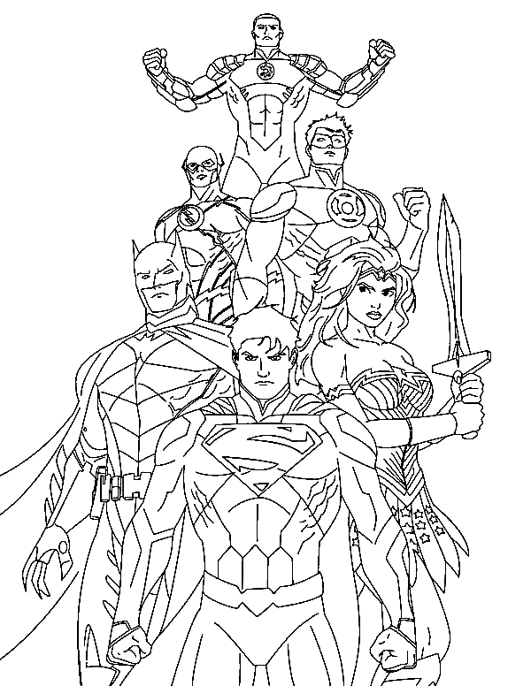 Justice League stampabile da colorare