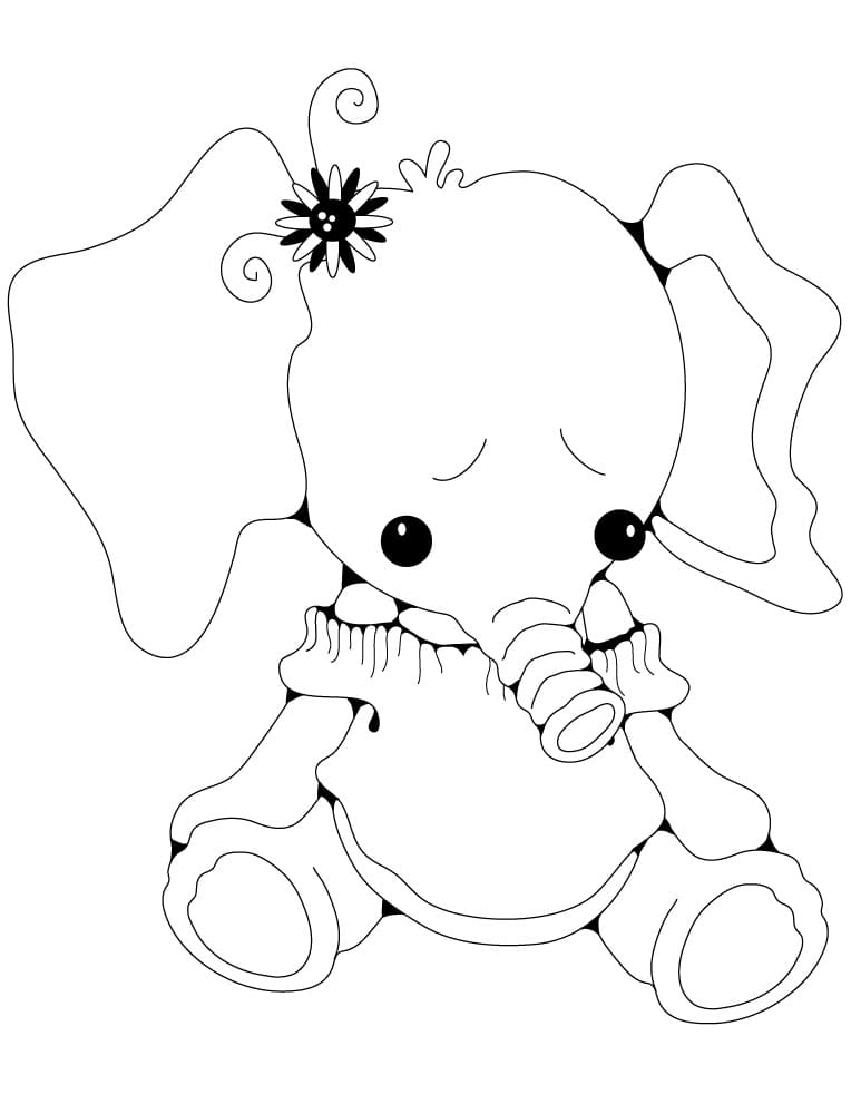 Kawaii Elephant coloring page 