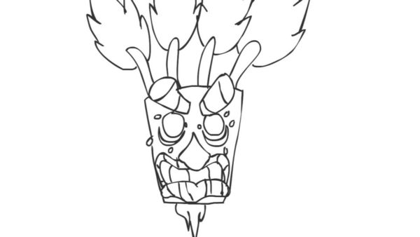 La maschera esuberante del dottor Neo Cortex. 