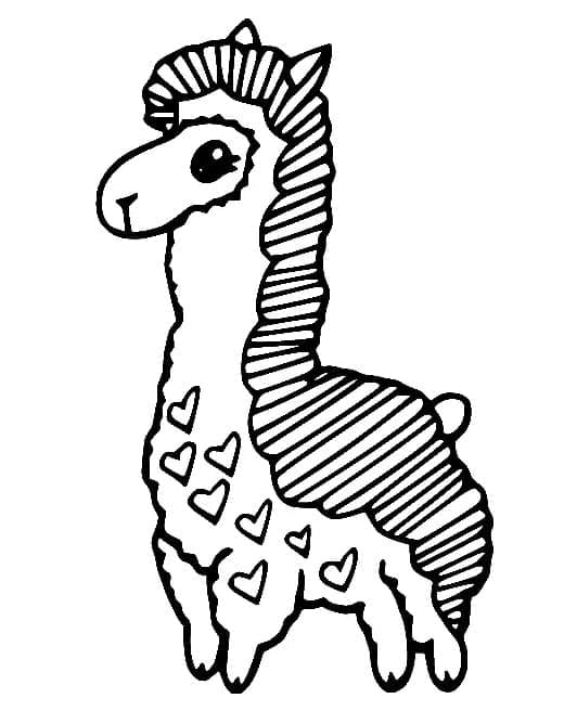 Lama con cuori da colorare