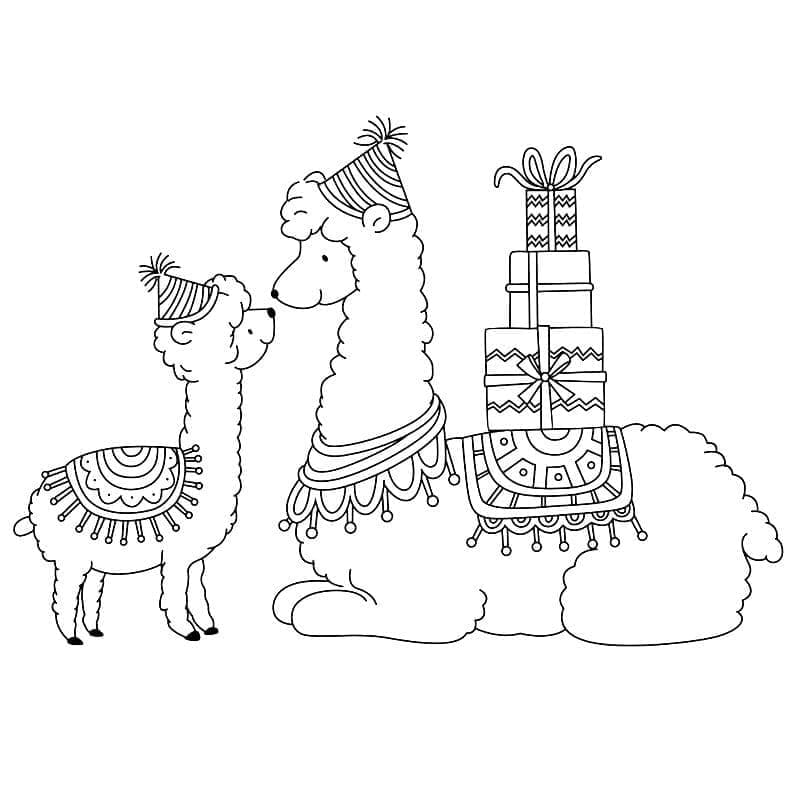 Lama e regali da colorare