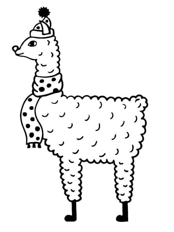 Lama in inverno da colorare