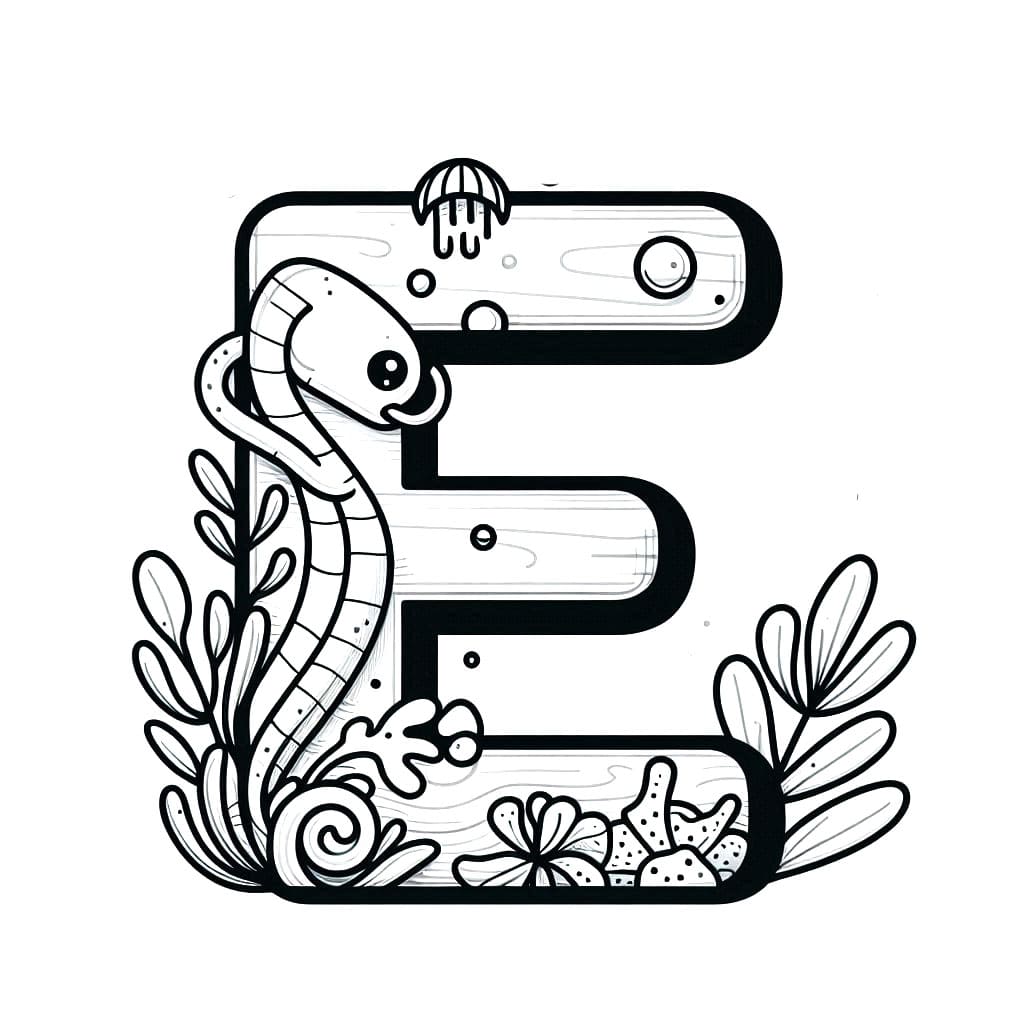 Lettera E e animale da colorare