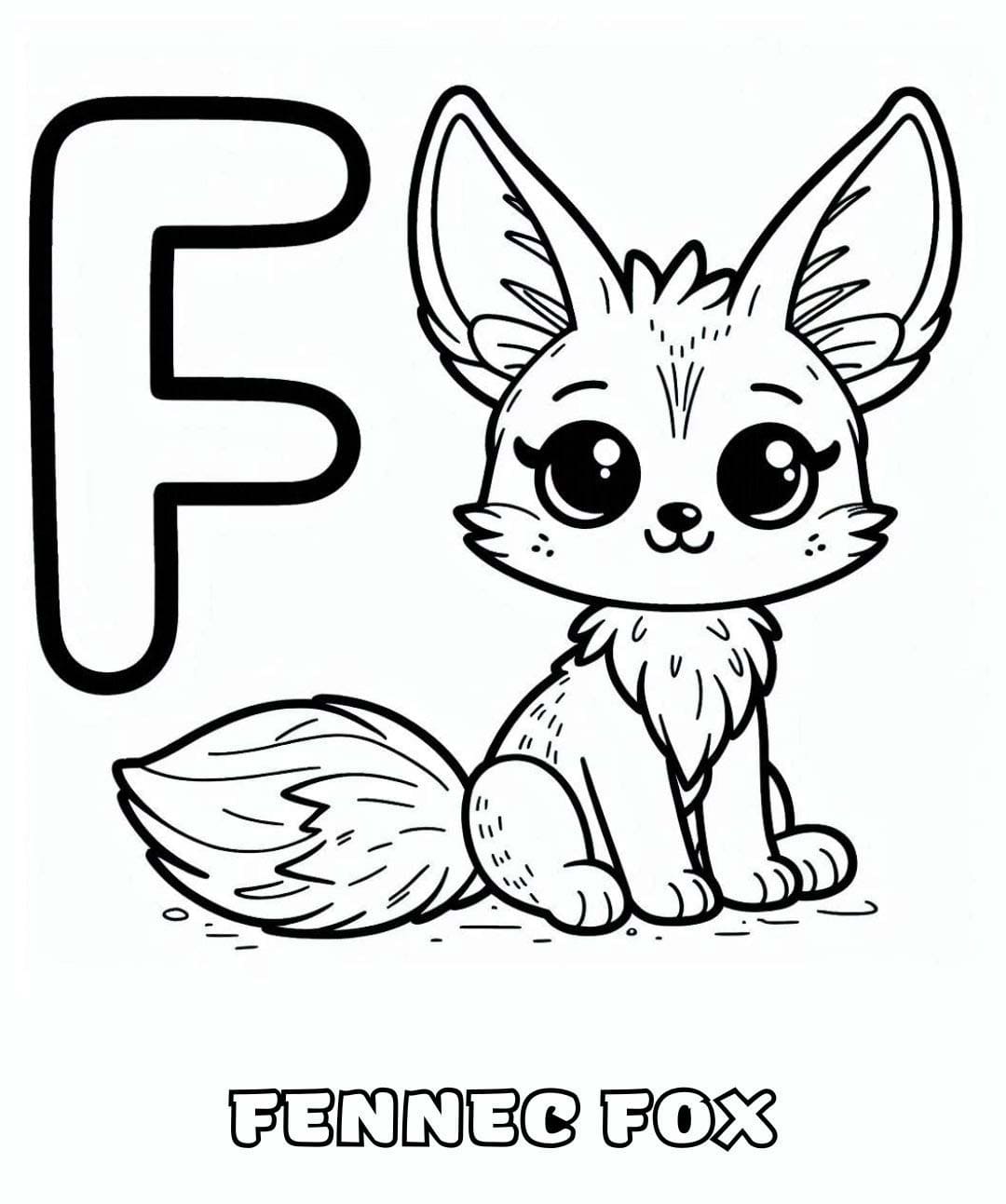 Lettera F Fennec Fox da colorare