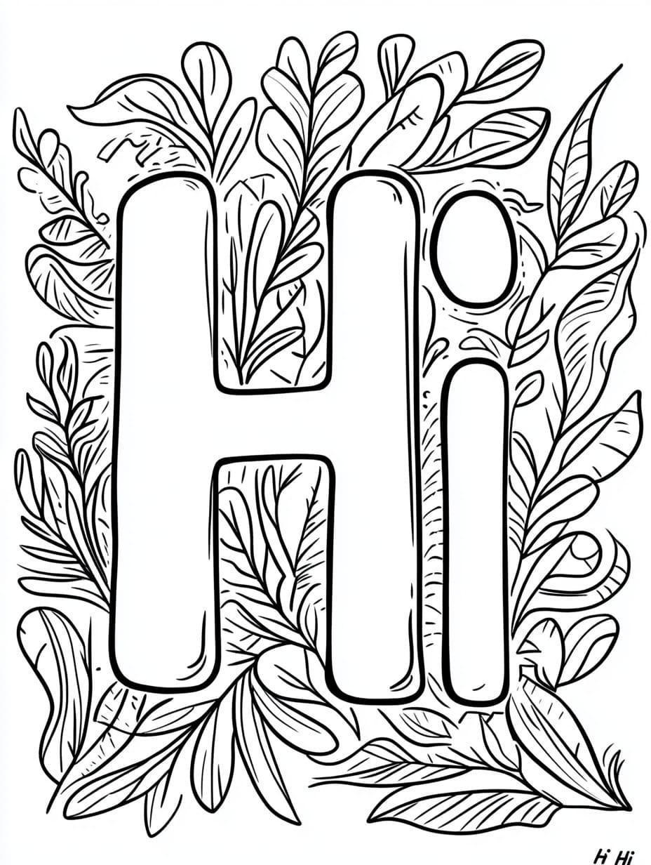 Lettera H vintage da colorare