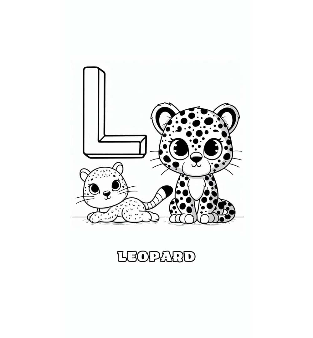 Lettera L Leopardo da colorare