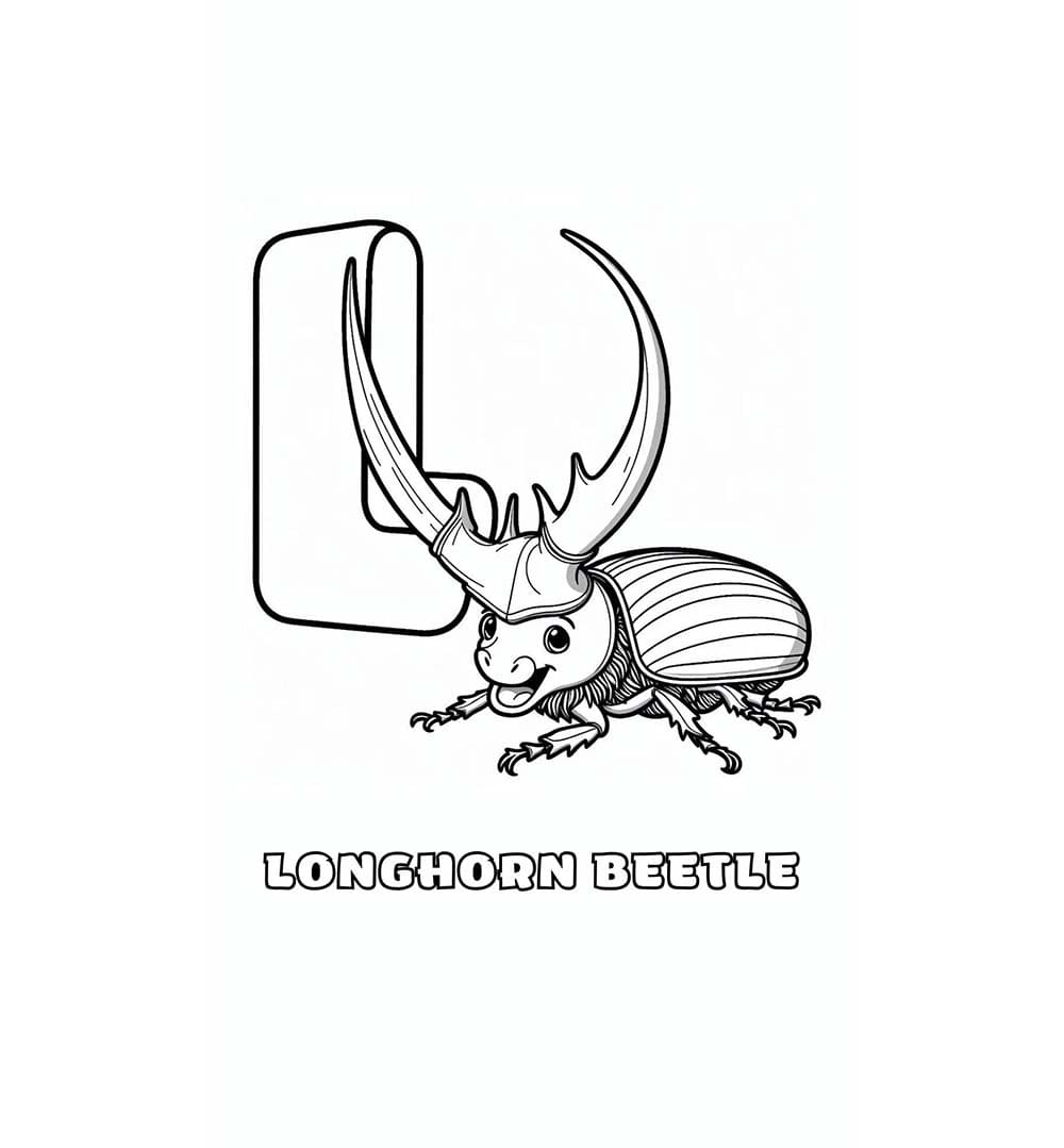 Lettera L Longhorn Beetle da colorare