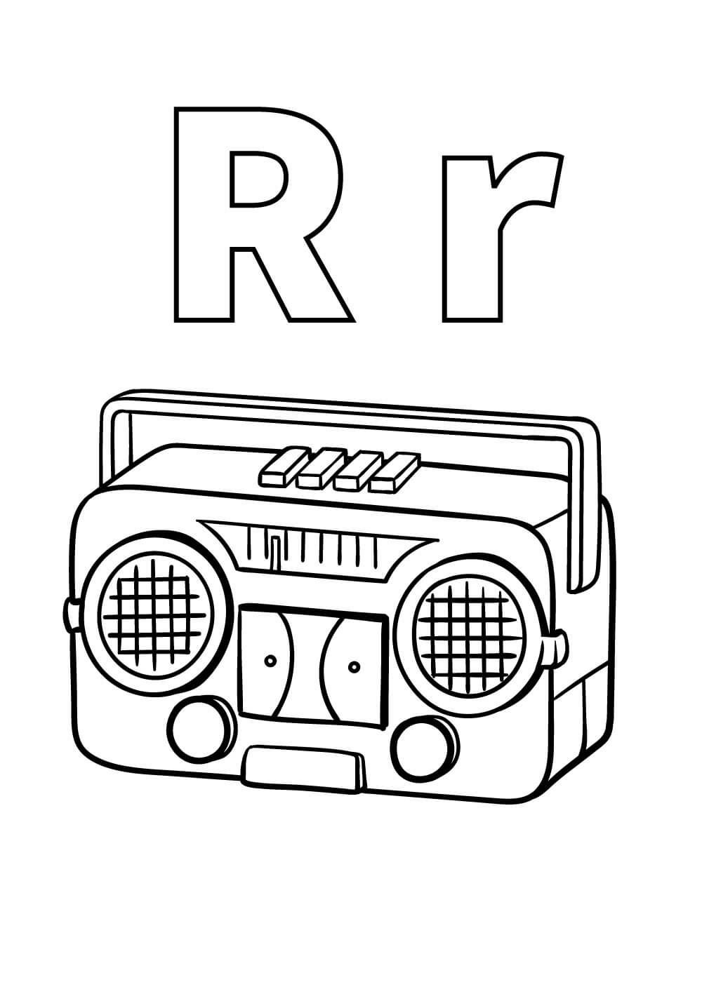 Lettera R e Radio da colorare