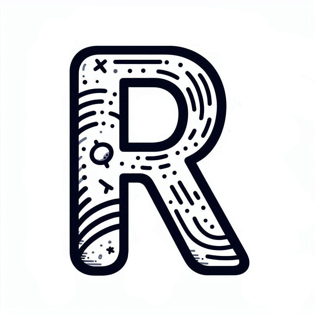 Lettera R facile da colorare