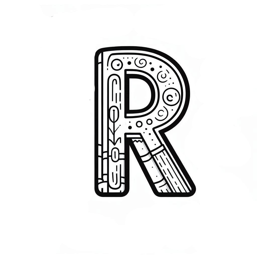 Lettera R semplice da colorare