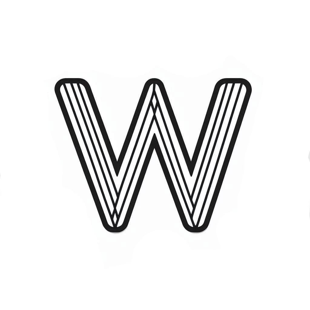 Lettera W in legno da colorare