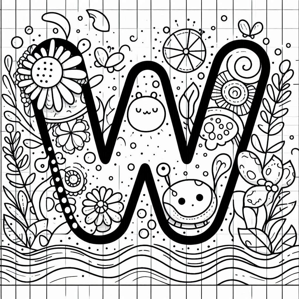 Lettera W speciale da colorare