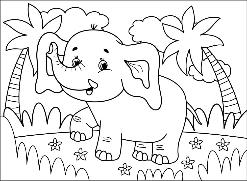 Little Elephant coloring page 