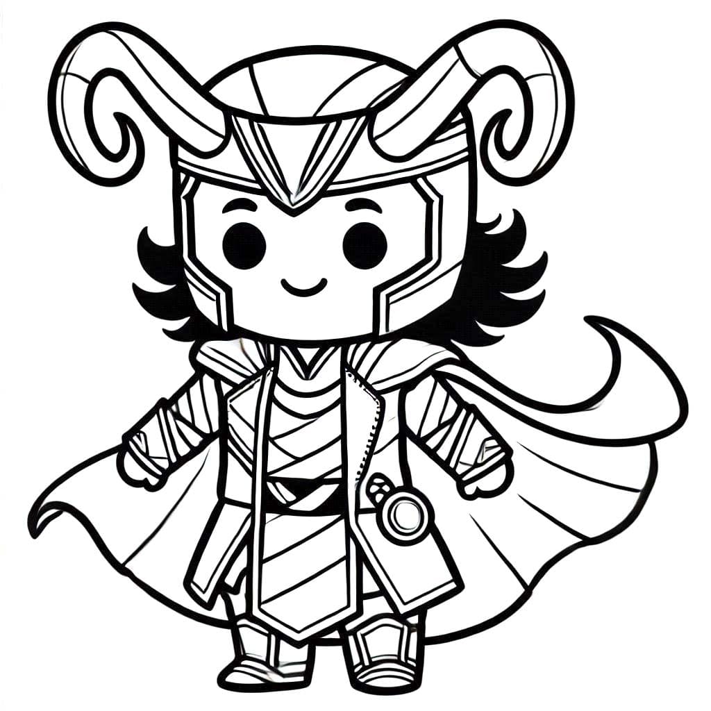 Loki chibi per bambini da colorare