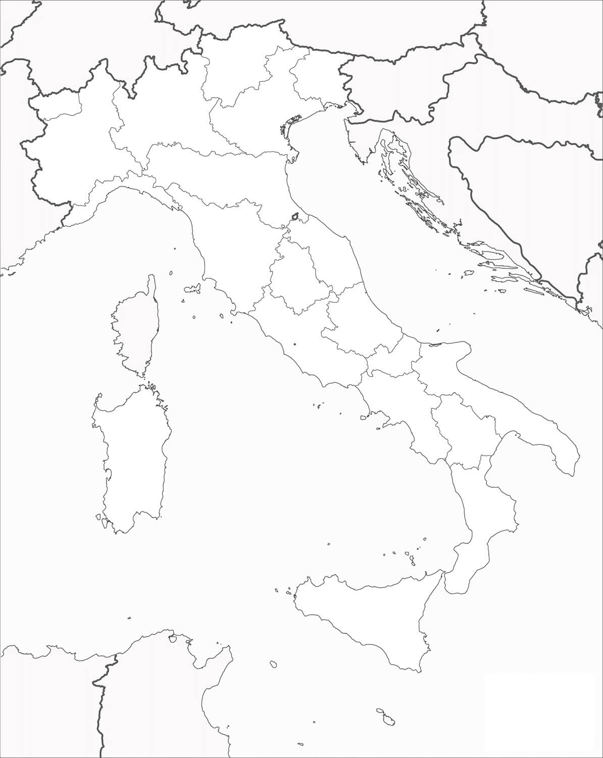 Mappa D'Italia Gratuita da colorare