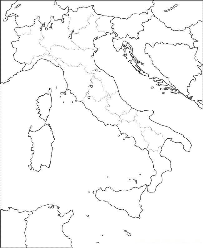 Mappa Perfetta Dell'Italia da colorare