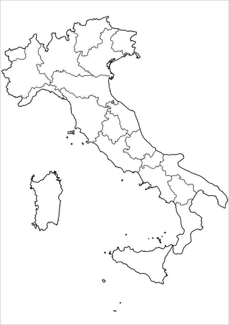 Mappa di Base Dell'Italia da colorare