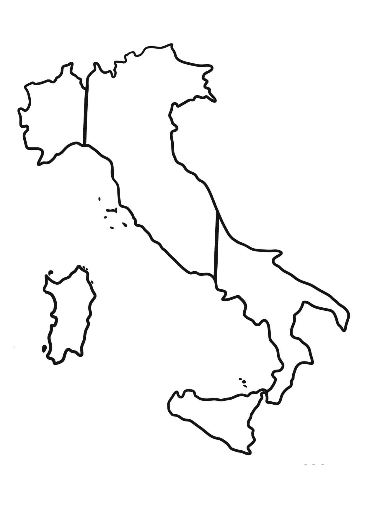 Mappa di Disegno di Base Dell'Italia da colorare