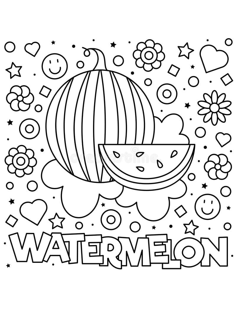Melancia e Fatia para colorir 1 