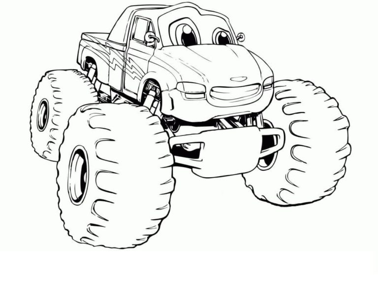 Monster Truck con occhi carini da colorare