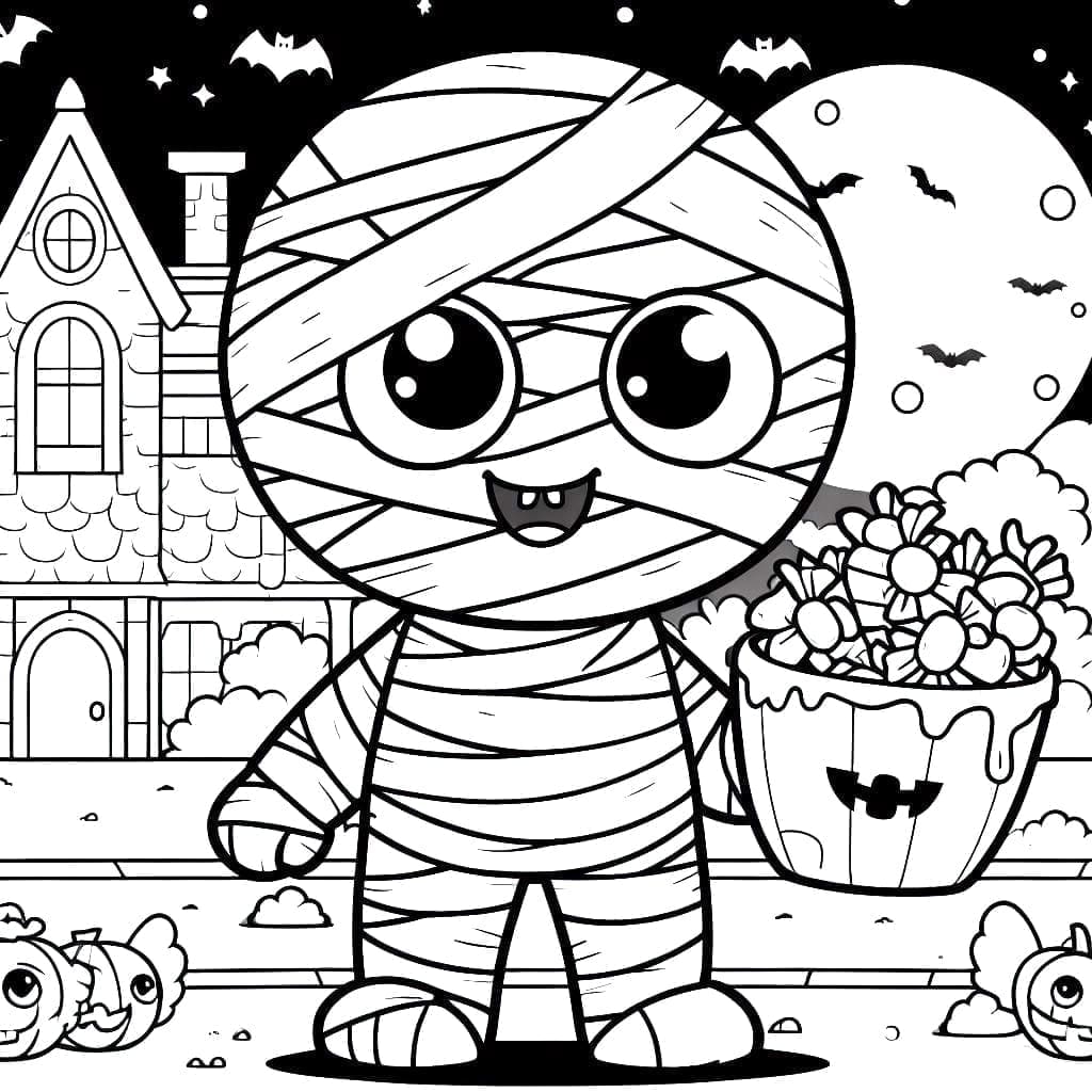 Mummia carina di Halloween da colorare
