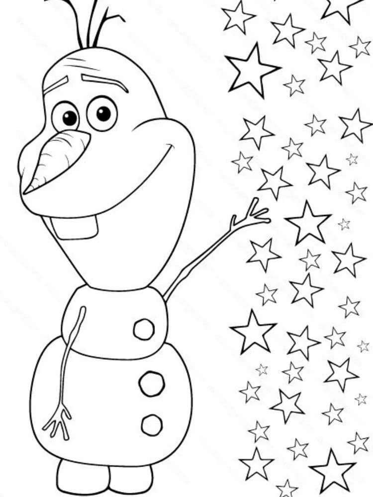 Olaf con le stelle da colorare