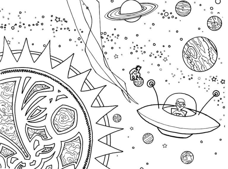 Ospiti alieni nell'universo da colorare