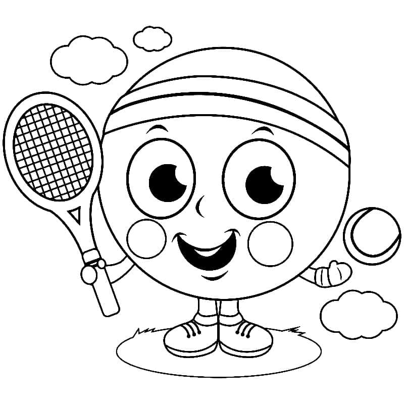 Palla da tennis carina da colorare