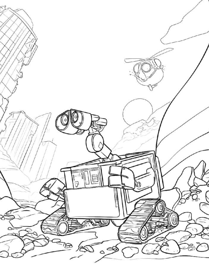 Persone guidate da Wall-E da colorare