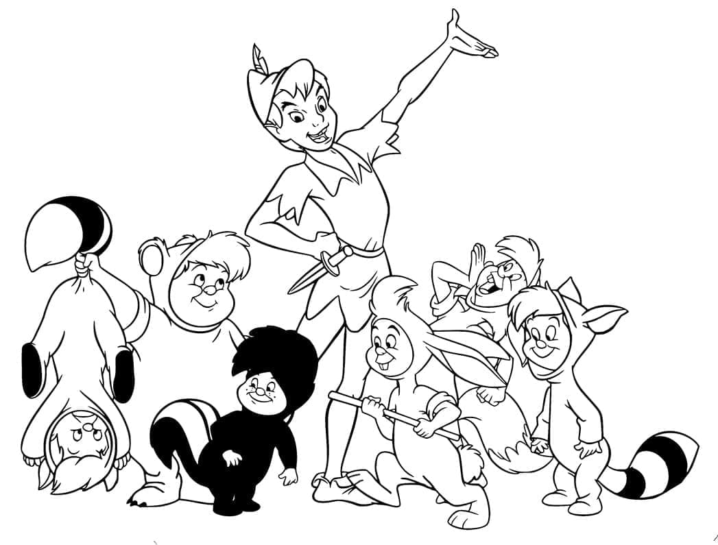 Peter Pan e i ragazzi perduti da colorare