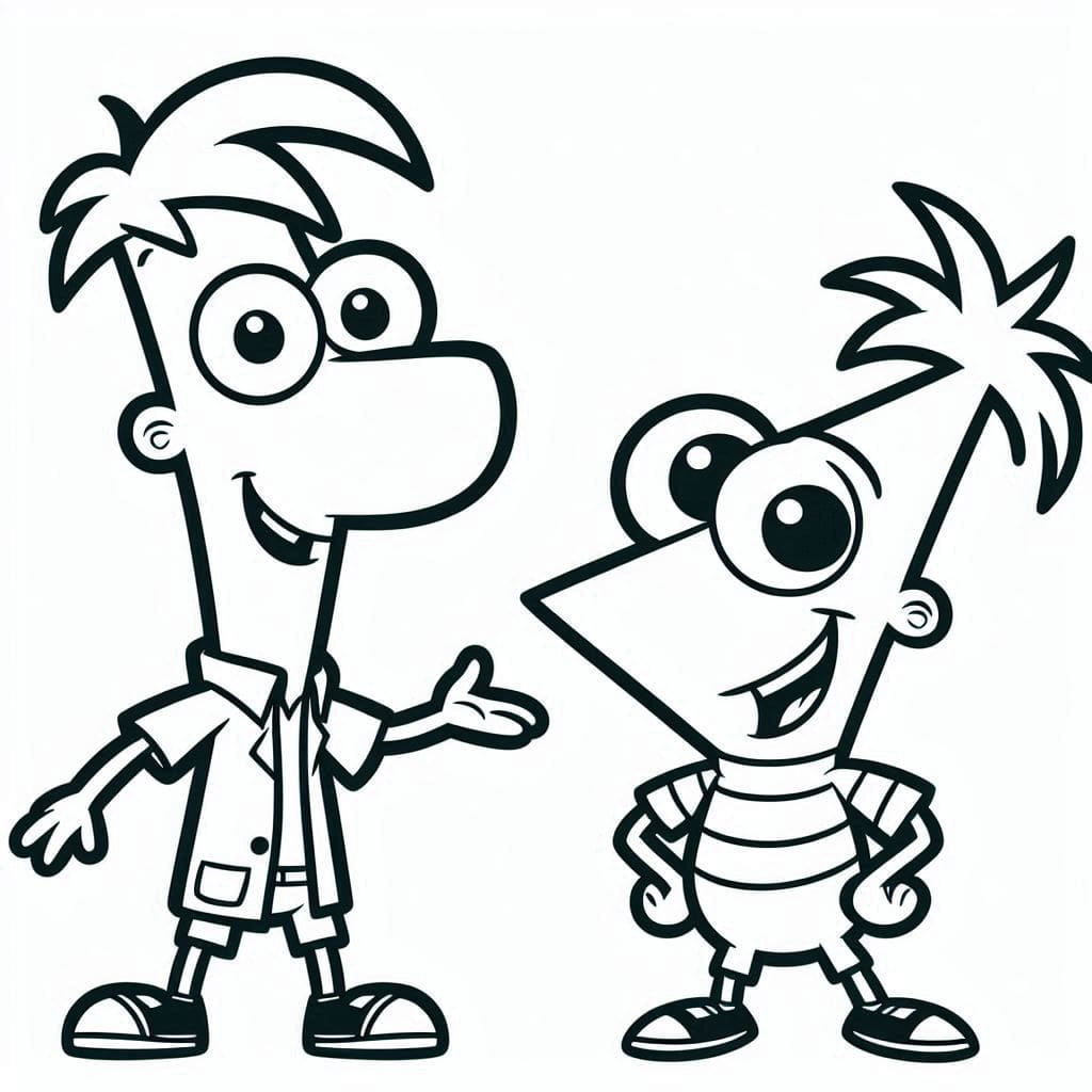 Phineas e Ferb felici da colorare