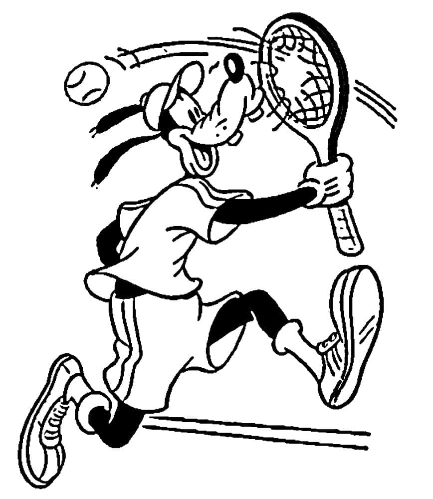 Pippo gioca a tennis da colorare