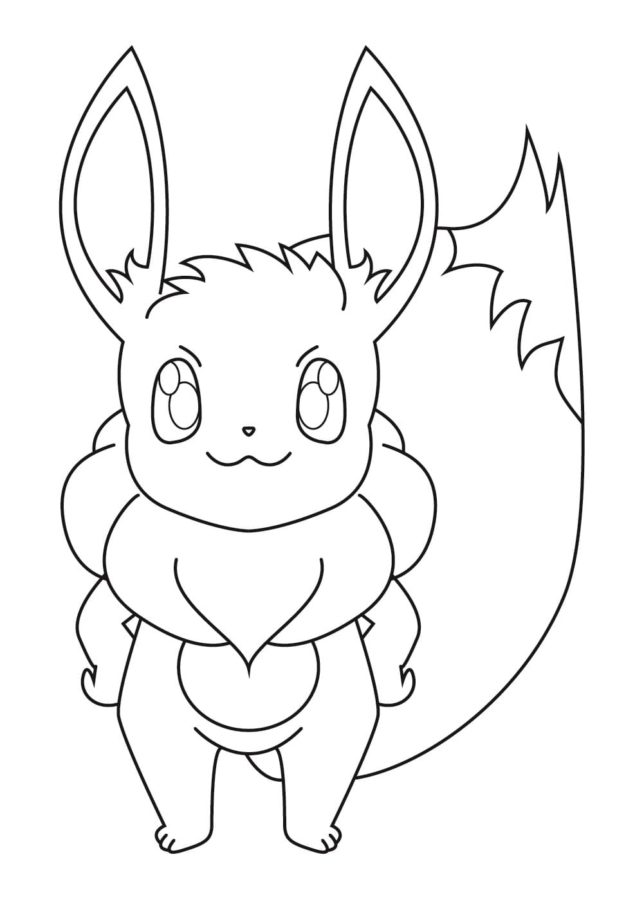 Pokemon Eevee con una coda soffice. 