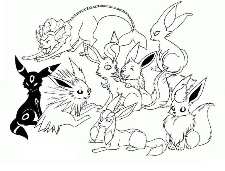 Possibili evoluzioni di Eevee. 