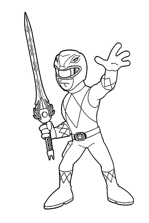 Power Ranger con la spada da colorare