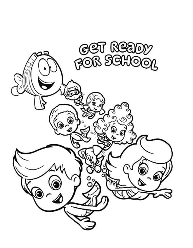 Preparati per la scuola con Guppy da colorare