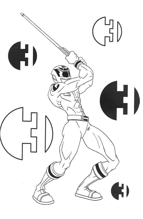Ranger ninja con spada da colorare