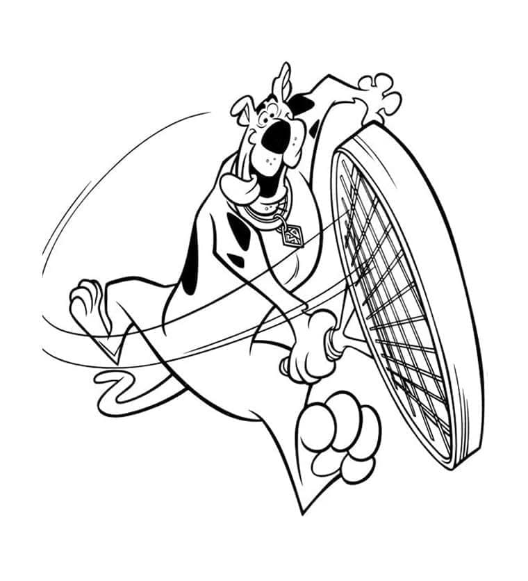 Scooby Doo gioca a tennis da colorare